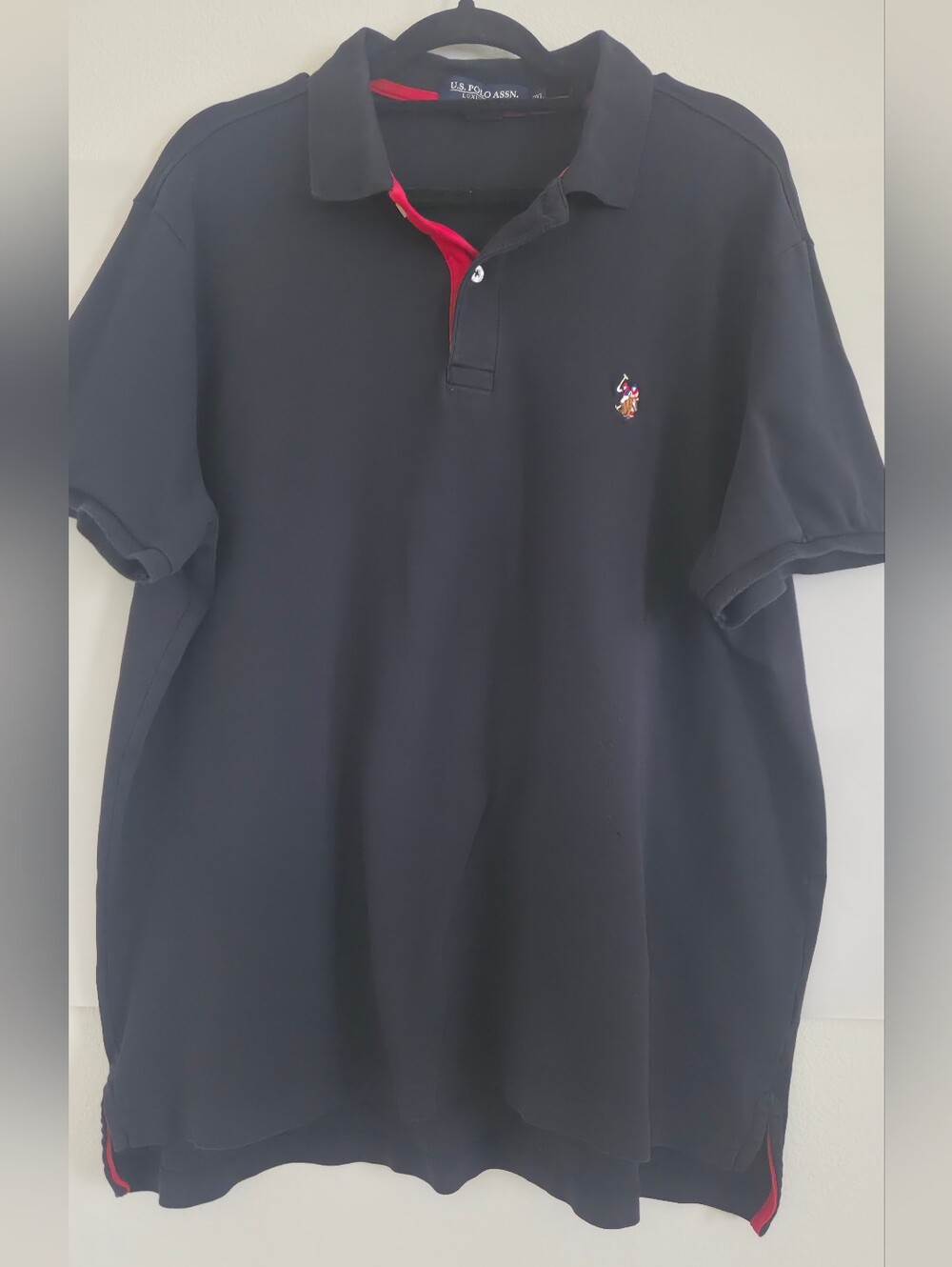 U.S. Polo Assn. Black  Polo with Red Placket Accents